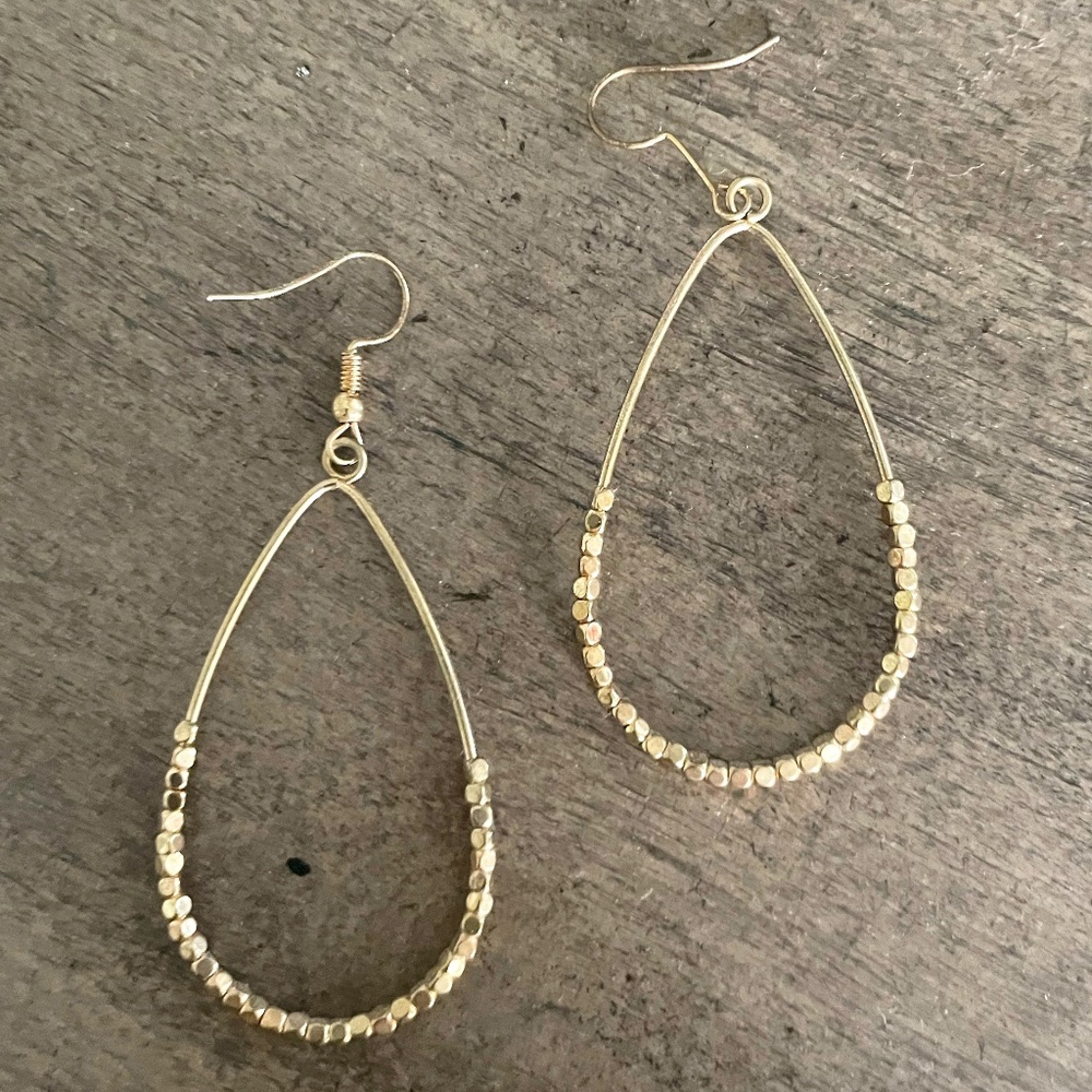 Francesca's - Gold Beaded Drop Earrings